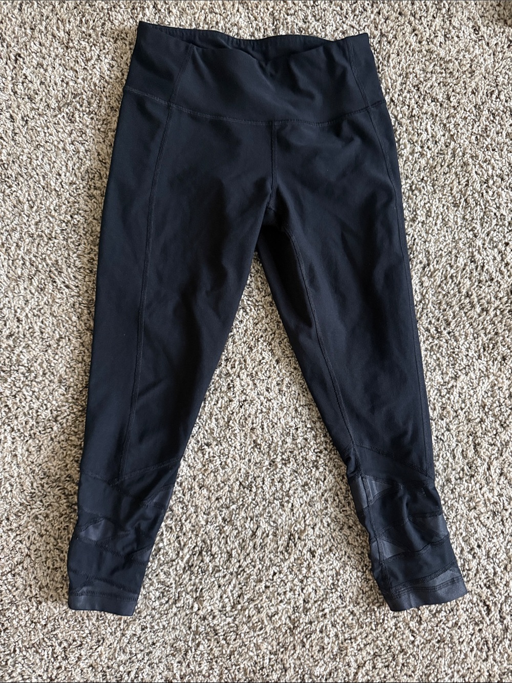 90 Degree By Reflex Black Athletic Leggings with Mesh Detail